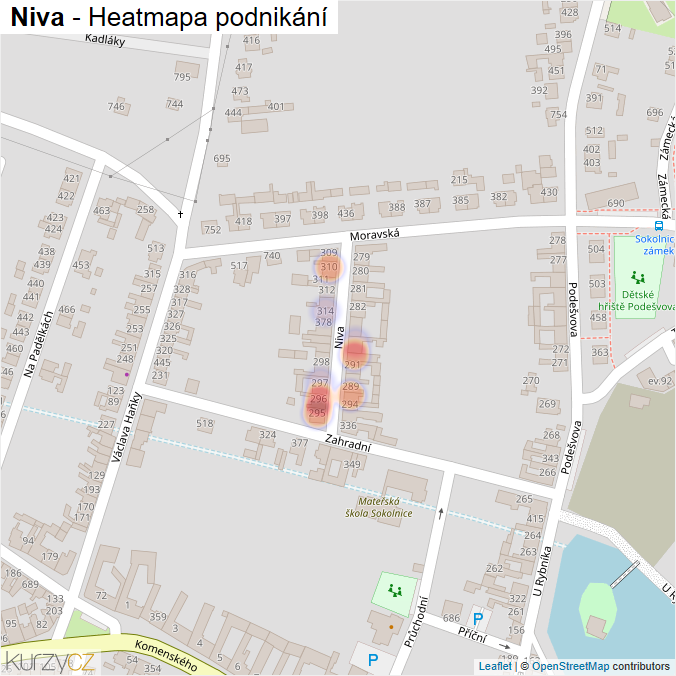 Mapa Niva - Firmy v ulici.