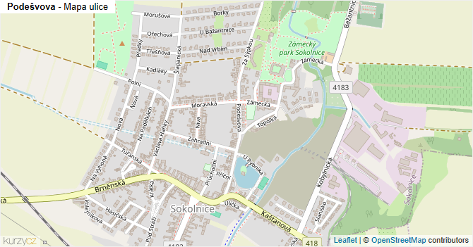 Podešvova - mapa ulice