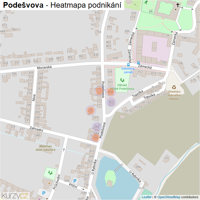 Mapa Podešvova - Firmy v ulici.