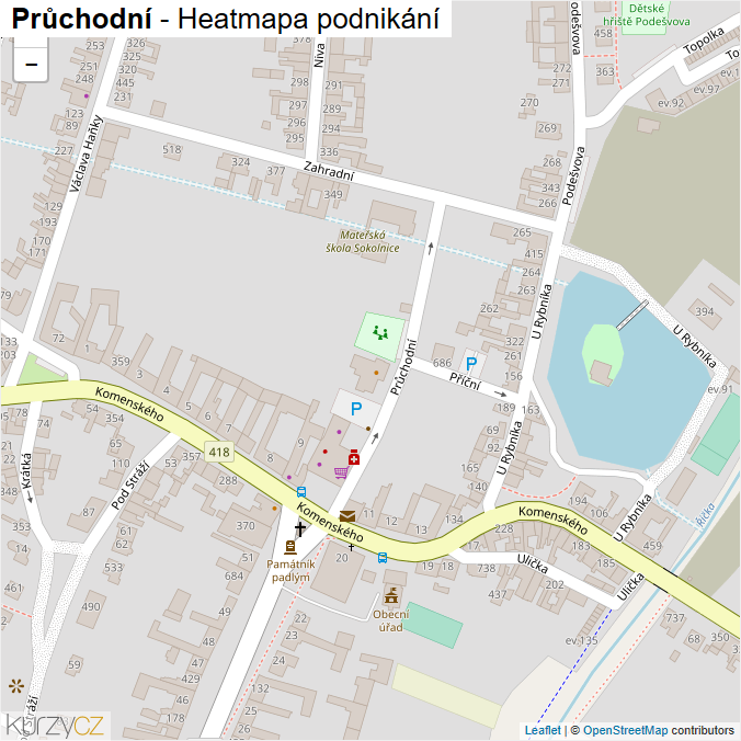 Mapa Průchodní - Firmy v ulici.