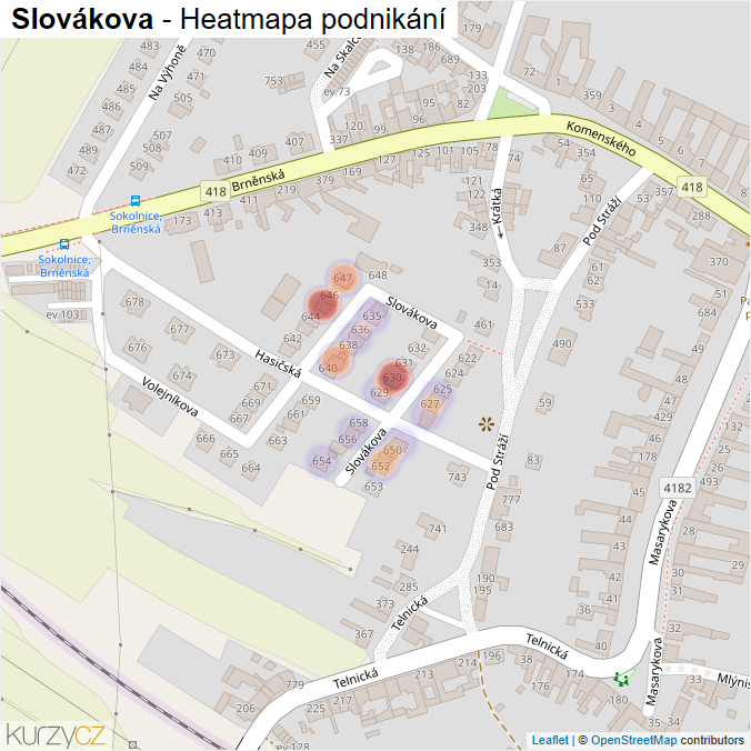 Mapa Slovákova - Firmy v ulici.