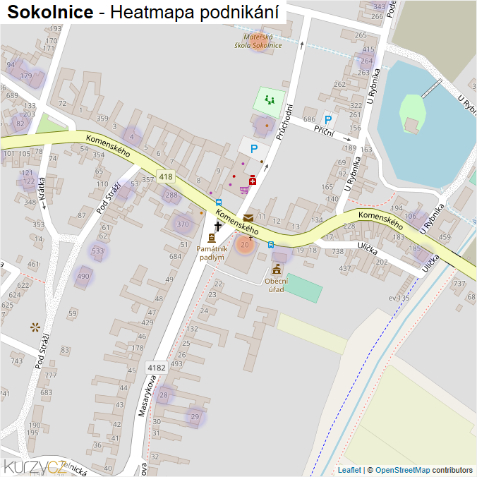 Mapa Sokolnice - Firmy v části obce.