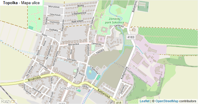 Topolka - mapa ulice