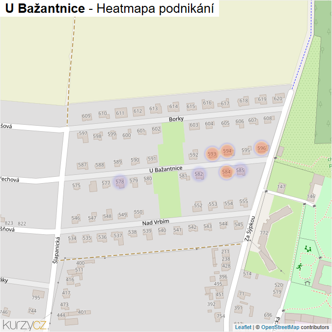Mapa U Bažantnice - Firmy v ulici.
