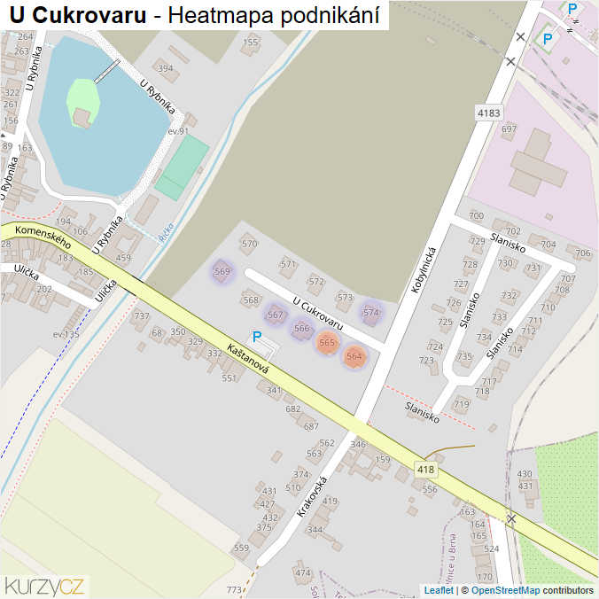 Mapa U Cukrovaru - Firmy v ulici.