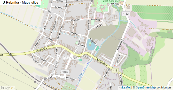U Rybníka - mapa ulice
