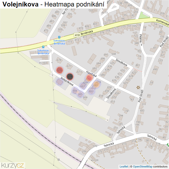 Mapa Volejníkova - Firmy v ulici.