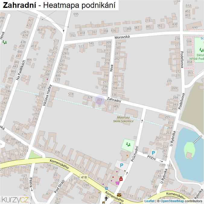 Mapa Zahradní - Firmy v ulici.