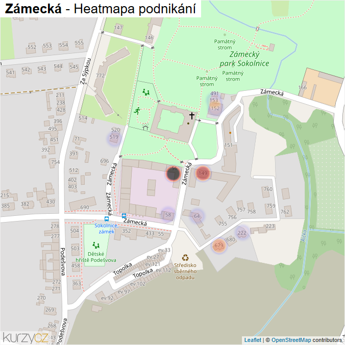 Mapa Zámecká - Firmy v ulici.