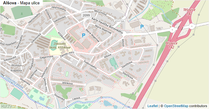 Alšova - mapa ulice