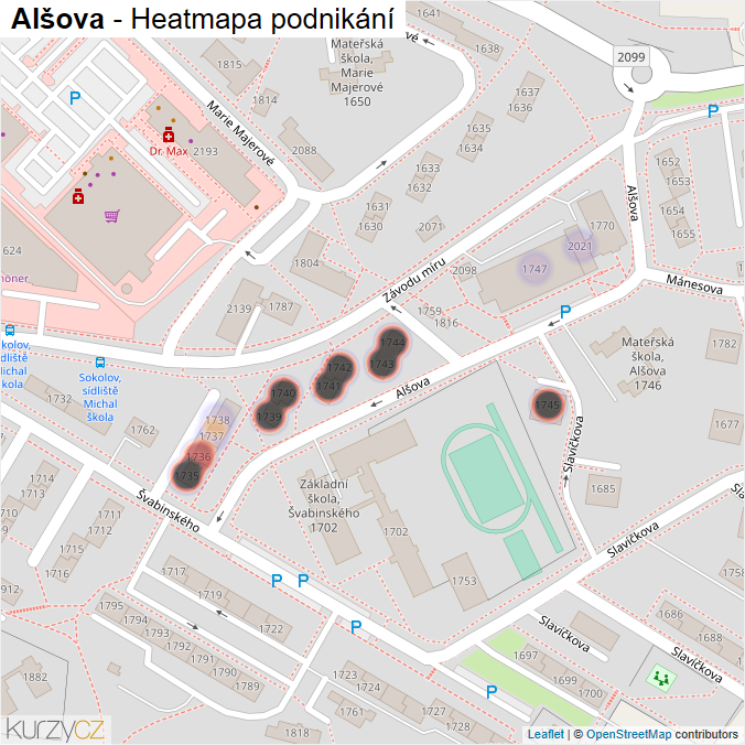 Mapa Alšova - Firmy v ulici.