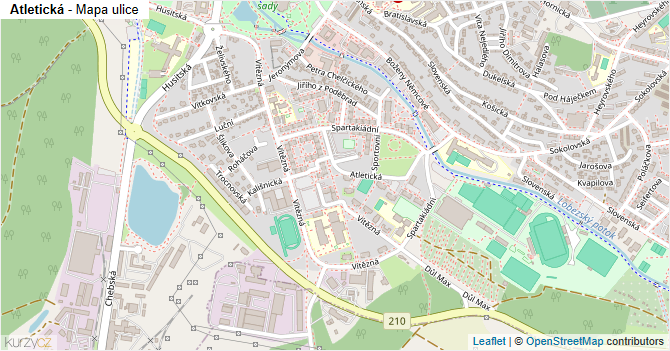 Atletická - mapa ulice