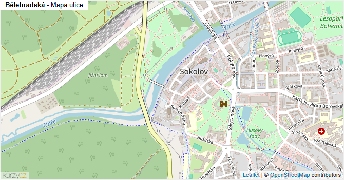 Bělehradská - mapa ulice