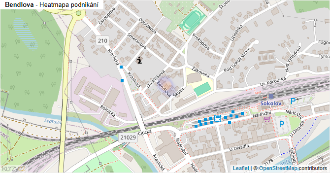 Bendlova - mapa podnikání