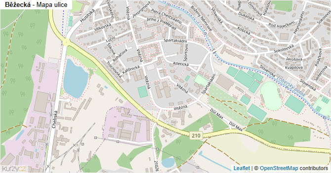 Běžecká - mapa ulice