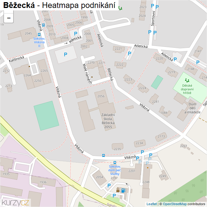 Mapa Běžecká - Firmy v ulici.