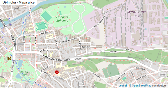 Dělnická - mapa ulice