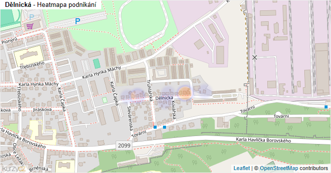 Dělnická - mapa podnikání