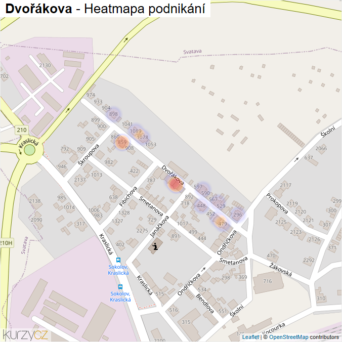 Mapa Dvořákova - Firmy v ulici.