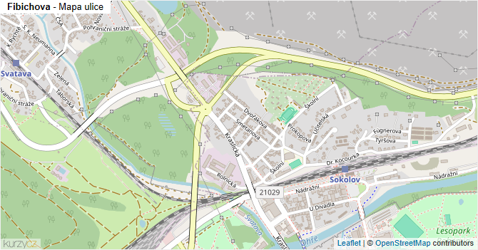 Fibichova - mapa ulice