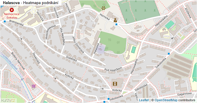 Halasova - mapa podnikání