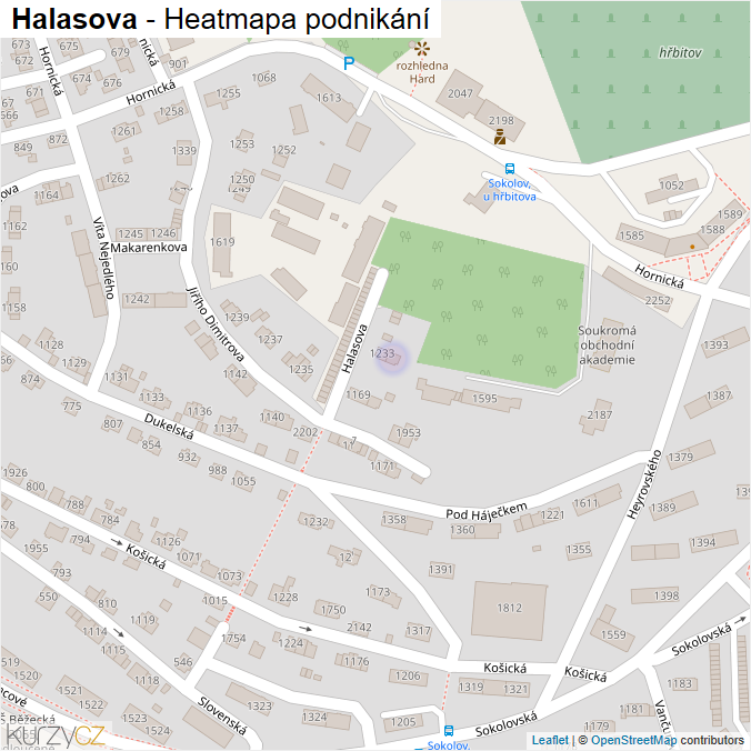 Mapa Halasova - Firmy v ulici.