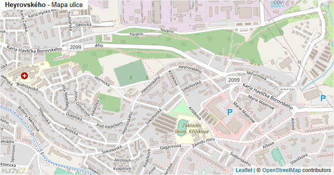 Heyrovského - mapa ulice