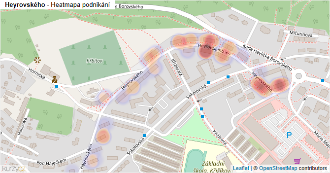 Heyrovského - mapa podnikání