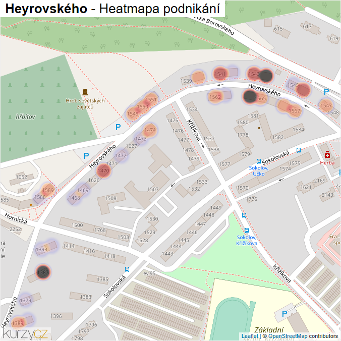 Mapa Heyrovského - Firmy v ulici.