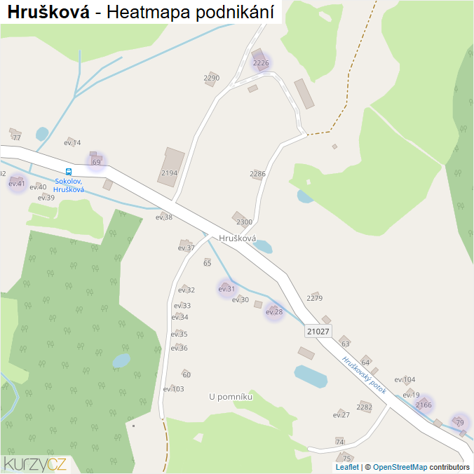 Mapa Hrušková - Firmy v části obce.