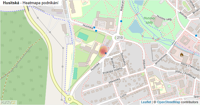 Husitská - mapa podnikání