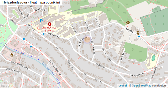 Hviezdoslavova - mapa podnikání