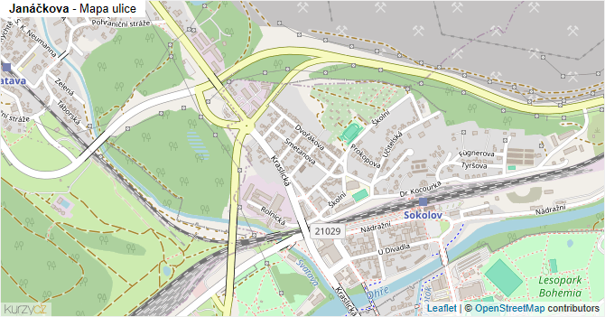 Janáčkova - mapa ulice