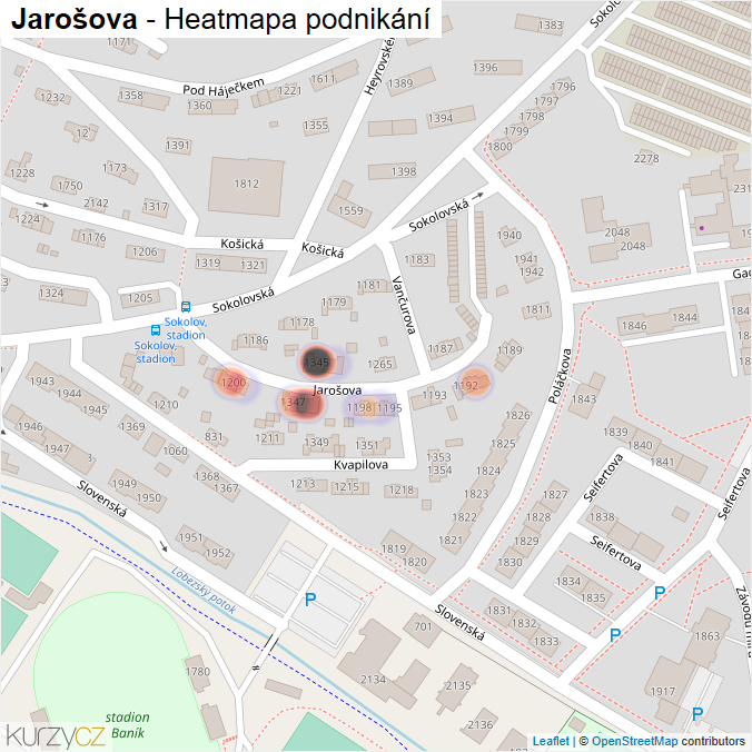 Mapa Jarošova - Firmy v ulici.