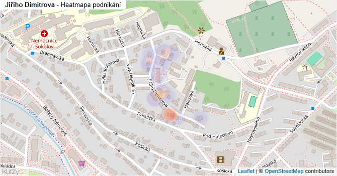 Jiřího Dimitrova - mapa podnikání