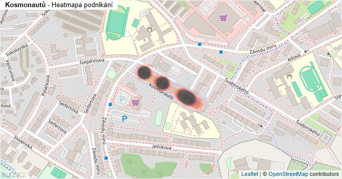 Kosmonautů - mapa podnikání