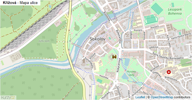 Křížová - mapa ulice