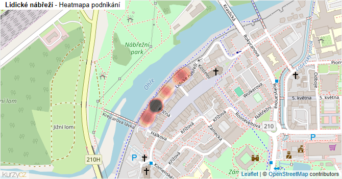 Lidické nábřeží - mapa podnikání