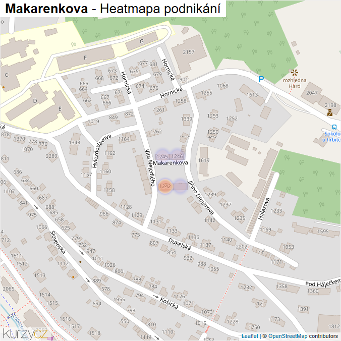 Mapa Makarenkova - Firmy v ulici.