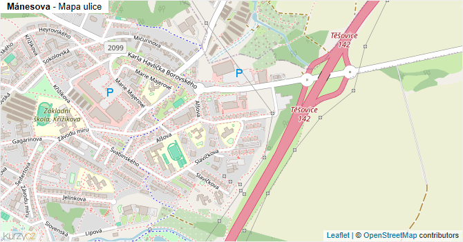 Mánesova - mapa ulice