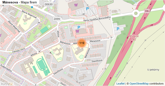 Mánesova - mapa firem