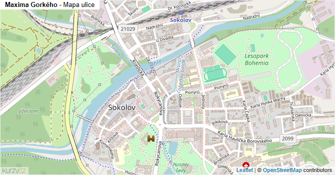Maxima Gorkého - mapa ulice