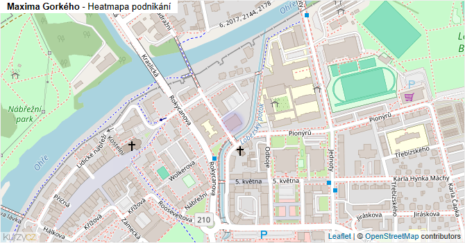 Maxima Gorkého - mapa podnikání