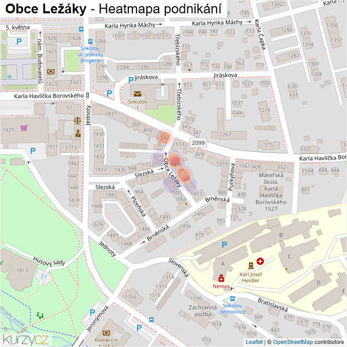 Mapa Obce Ležáky - Firmy v ulici.