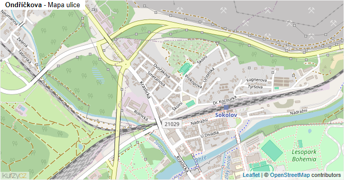 Ondříčkova - mapa ulice
