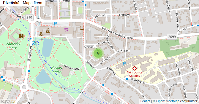 Plzeňská - mapa firem