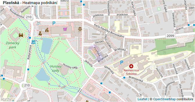 Plzeňská - mapa podnikání