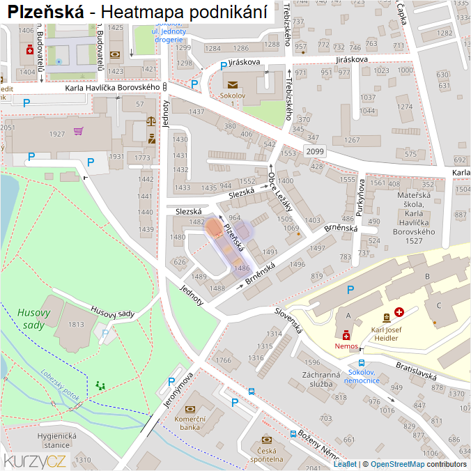 Mapa Plzeňská - Firmy v ulici.