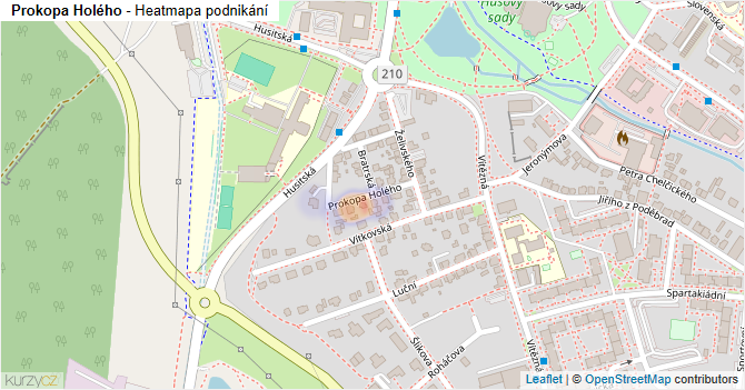 Prokopa Holého - mapa podnikání