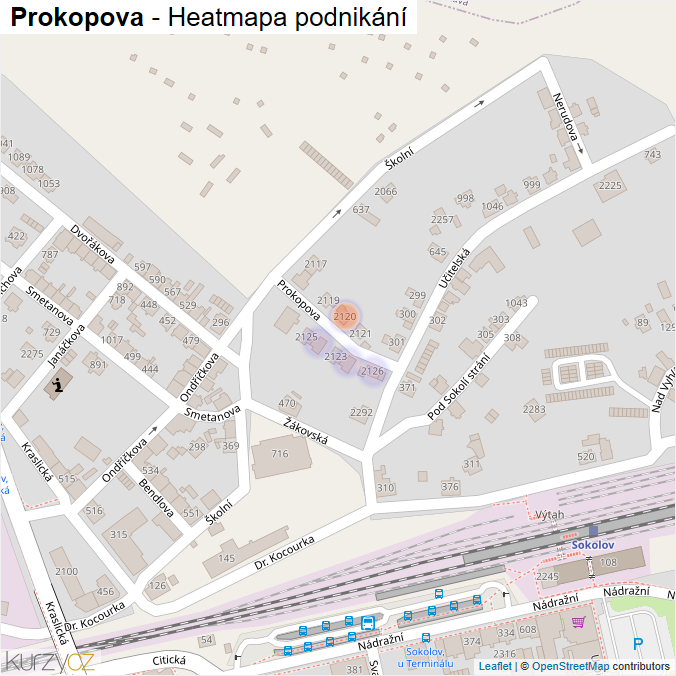 Mapa Prokopova - Firmy v ulici.